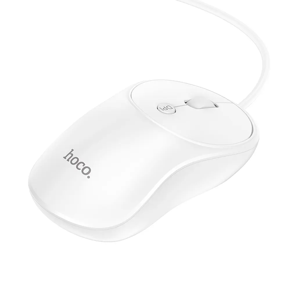 Kablet USB-mus HOCO GM13, 1600DPI, Hvit