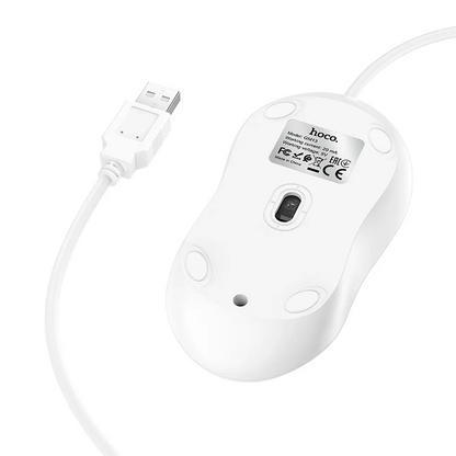 Kablet USB-mus HOCO GM13, 1600DPI, Hvit