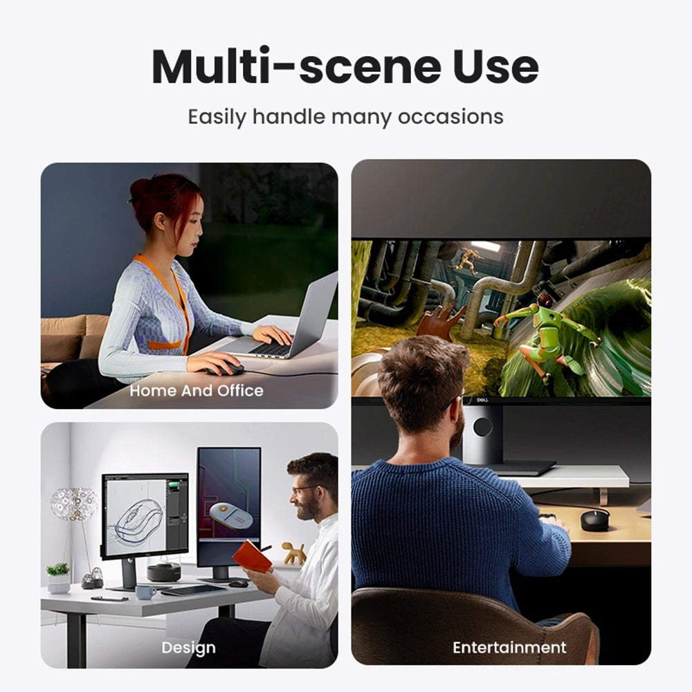 Mouse Wired USB UGREEN MU007, 1200DPI, 1.5m, Svart