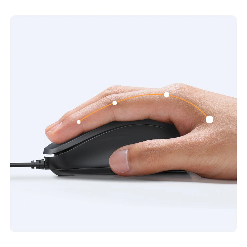 Mouse Wired USB UGREEN MU007, 1200DPI, 1.5m, Svart