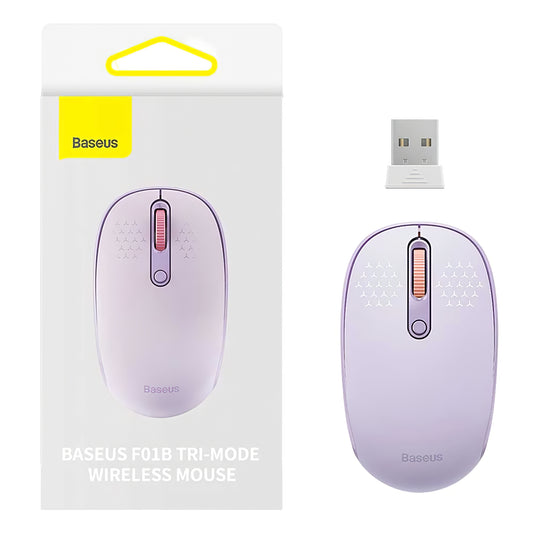 Trådløs Mus Baseus F01B Tri-Mode, 1600DPI, BT / Wi-Fi, Lilla B01055503513-00