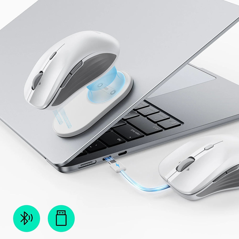 Trådløs Mus ESR MagMouse, 800DPI - 4800DPI, BT / Wi-Fi, Hvit