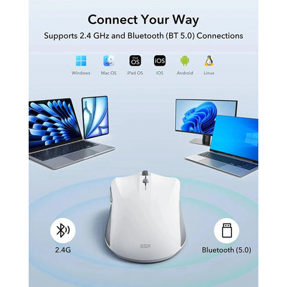 Trådløs mus ESR MagMouse, 800DPI - 4800DPI, BT / Wi-Fi, Grå