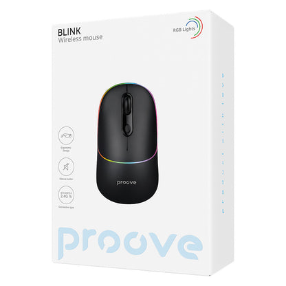 Trådløs Mus Proove Blink, RGB, 800DPI - 1600DPI, BT / Wi-Fi, Svart WMBL00002001