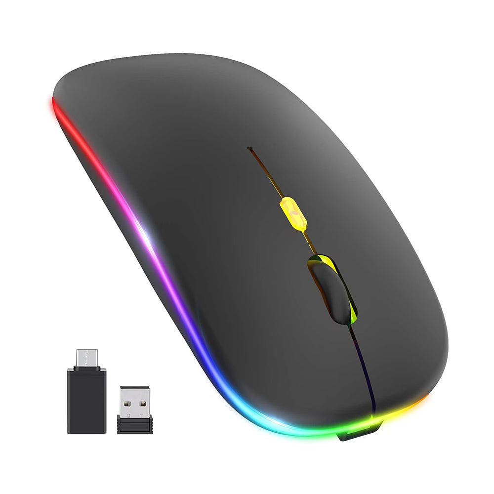 Trådløs mus Techsuit M1, RGB, 1600DPI, BT / Wi-Fi, Svart
