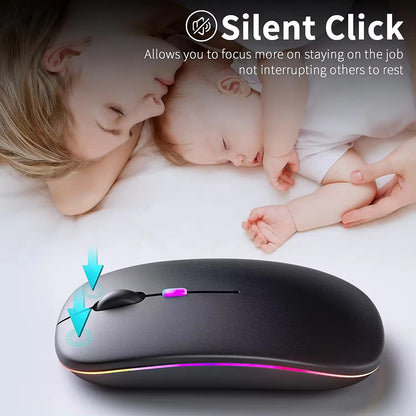 Trådløs mus Techsuit M1, RGB, 1600DPI, BT / Wi-Fi, Svart