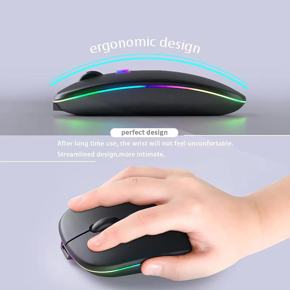 Trådløs mus Techsuit M1, RGB, 1600DPI, BT / Wi-Fi, Svart