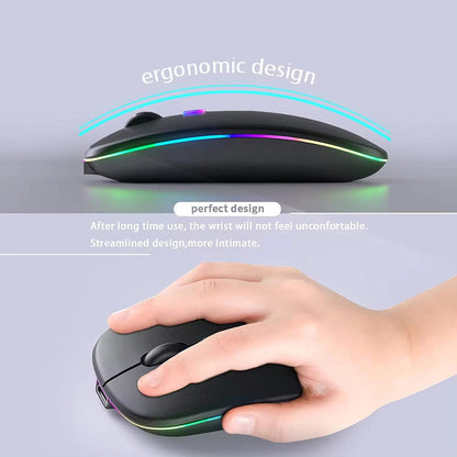 Trådløs mus Techsuit M1, RGB, 1600DPI, BT / Wi-Fi, Svart
