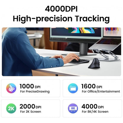 Trådløs Mus UGREEN MU008, 4000DPI, Svart