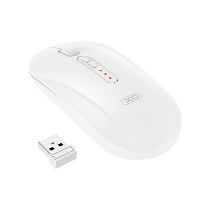 Trådløs mus XO Design M13 Silent Tri-mode, 1600DPI, BT / Wi-Fi, Hvit