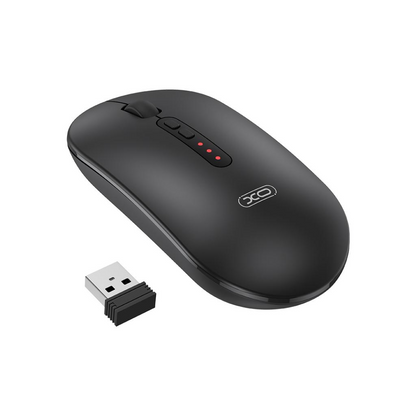 Trådløs mus XO Design M13 Silent Tri-modus, 1600DPI, BT / Wi-Fi, Svart