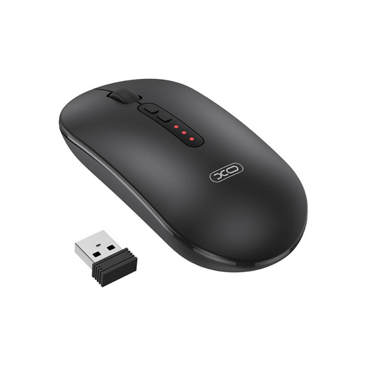 Trådløs mus XO Design M13 Silent Tri-modus, 1600DPI, BT / Wi-Fi, Svart