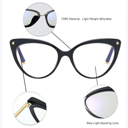 Dame databriller Techsuit F93308, Anti-blått lys, svarte gull transparente