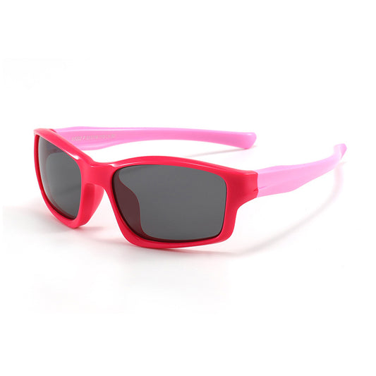 Sportssolbriller for barn Techsuit 8202-C30, polariserte, røde og rosa