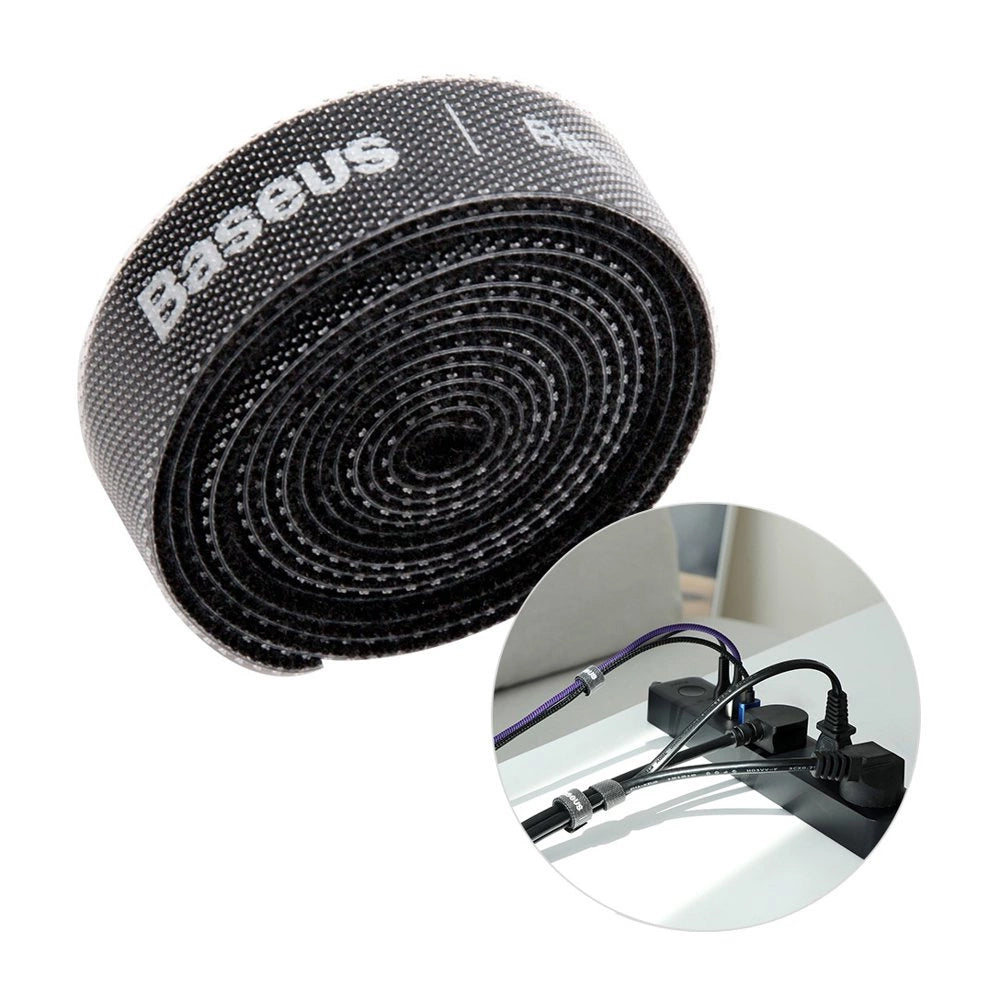 Organisator for kabler Baseus Circle, Velcro, 1m, Svart ACMGT-E01
