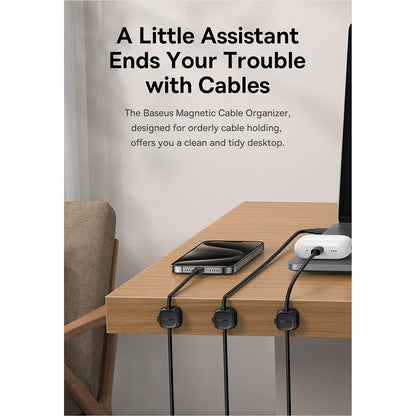 Baseus Lite Magnetic Kabelorganisator, Sett med 3 Stykker, Svart B01331106111-00