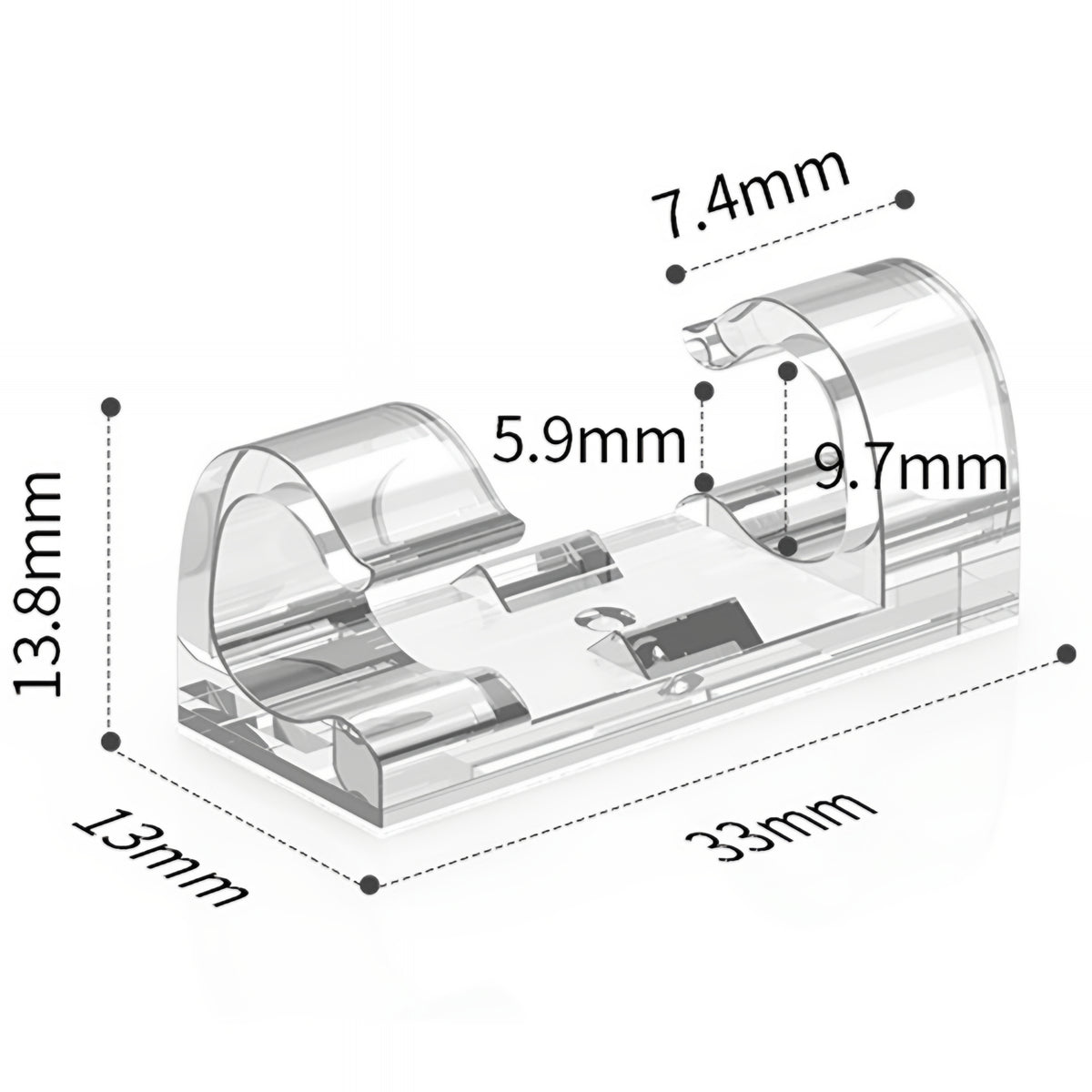 Kabelorganisator CableCreation CT1001, Sett med 50 stk, Transparent