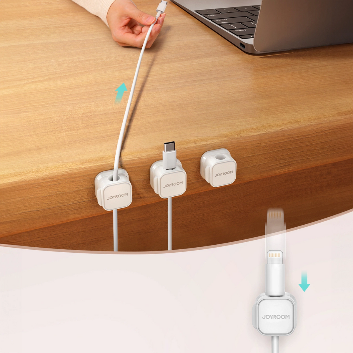 Joyroom JR-ZS368 Kabelorganisator, Sett med 6 stk, Hvit