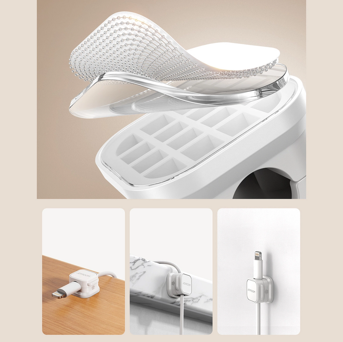 Joyroom JR-ZS368 Kabelorganisator, Sett med 6 stk, Hvit