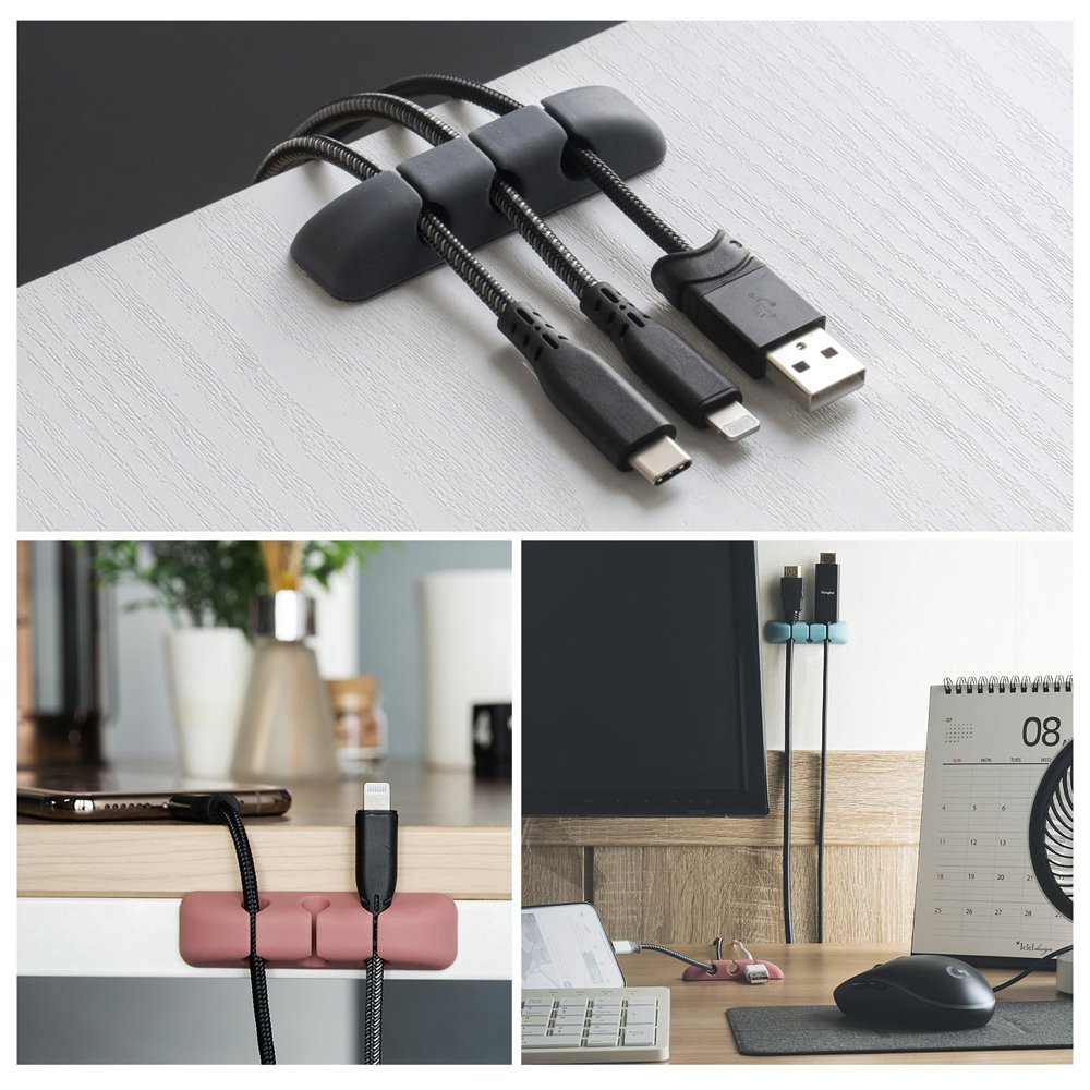 Ringke Kabelorganisator, Sett med 4 stykker, Svart