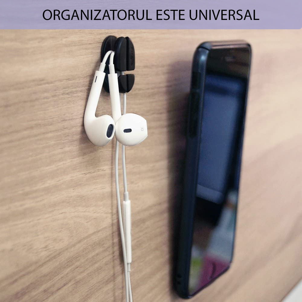 Ringke Kabelorganisator, Sett med 6 stykker, Svart