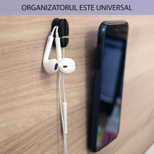 Ringke Kabelorganisator, Sett med 6 stykker, Svart