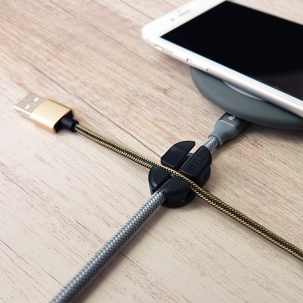 Ringke Kabelorganisator, Sett med 6 stykker, Svart