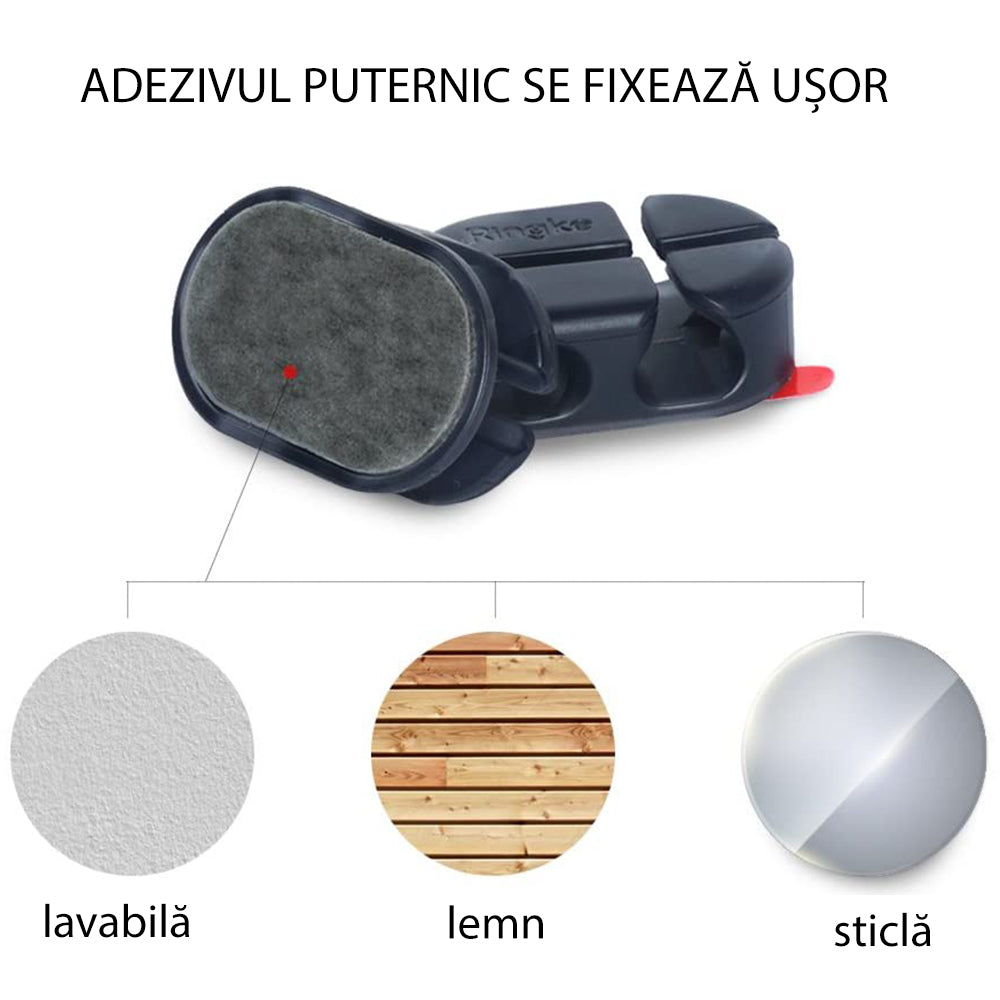 Ringke Kabelorganisator, Sett med 6 stykker, Svart