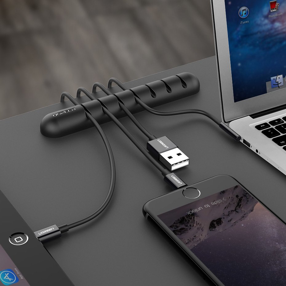 UGREEN Kabelorganisator, Sett med 2 stykker, Svart