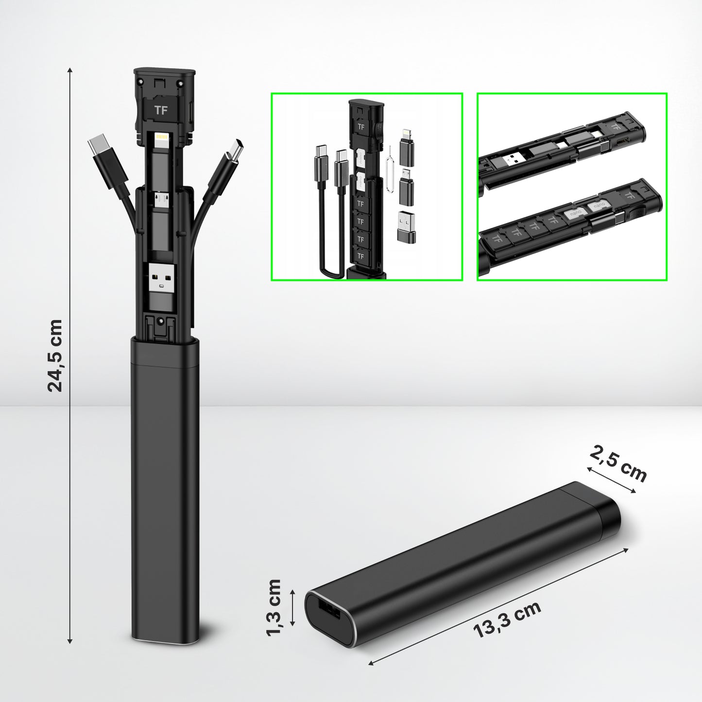 Tilbehørsorganisator / Kortleser Qualo QZS-P-01, Svart