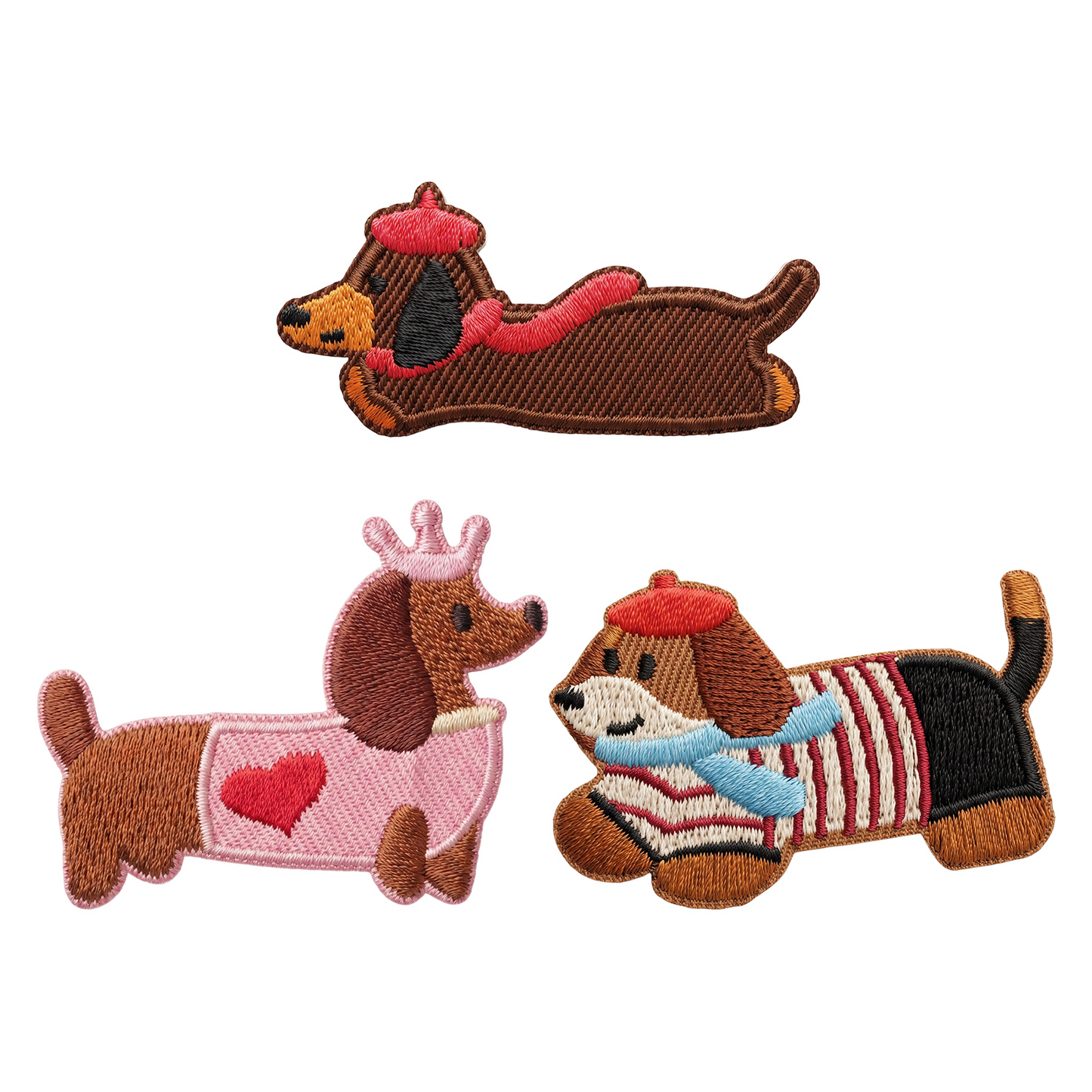 Patch / Tekstilmerke OEM Dachshund, Sett med 3 stk, Flerfarget