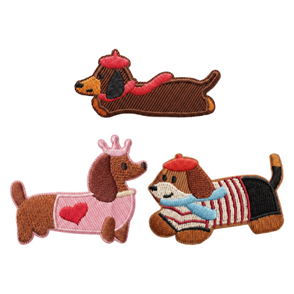 Patch / Tekstilmerke OEM Dachshund, Sett med 3 stk, Flerfarget