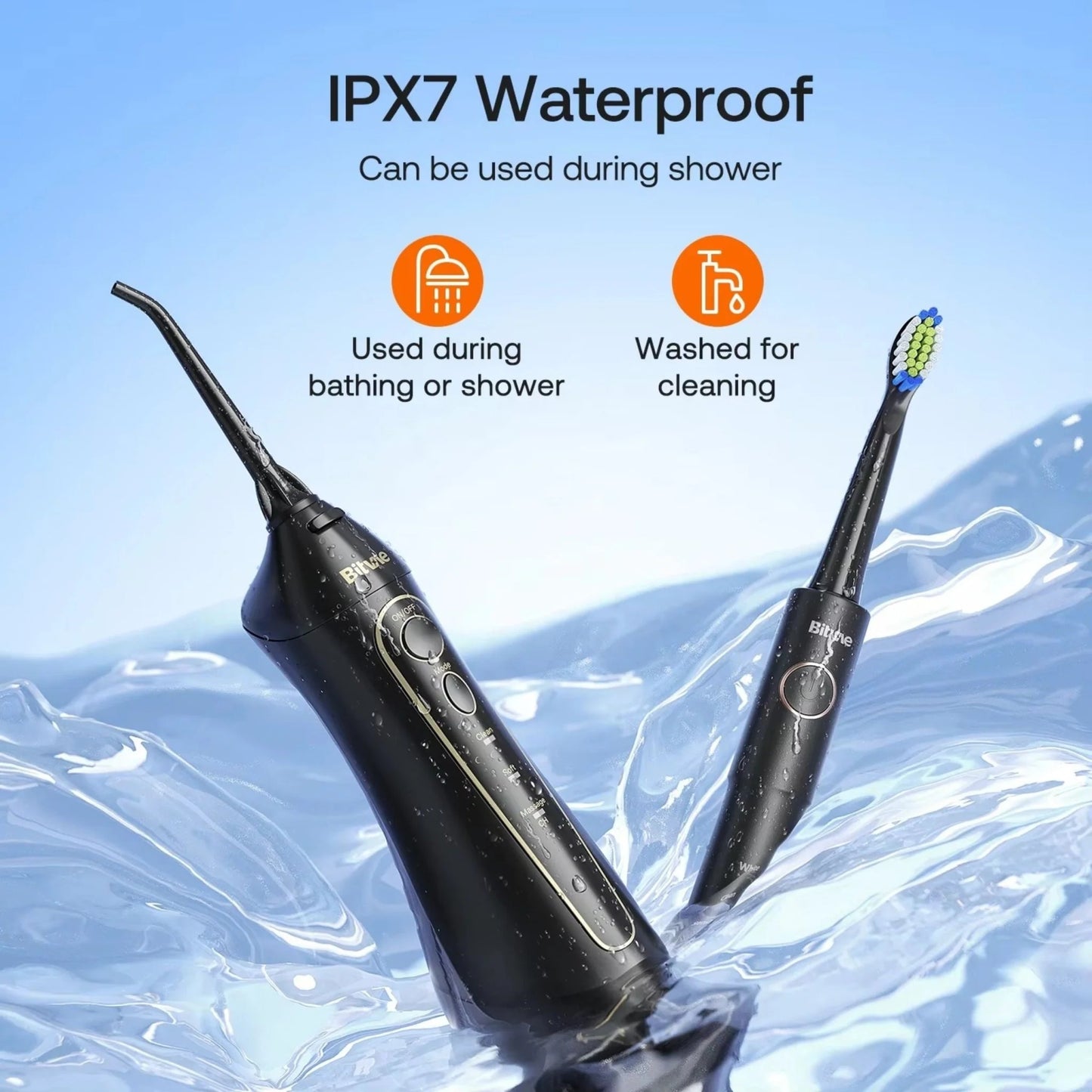 Elektrisk tannbørste og munnvannsirrigator Bitvae E11 + F5020E, Svart