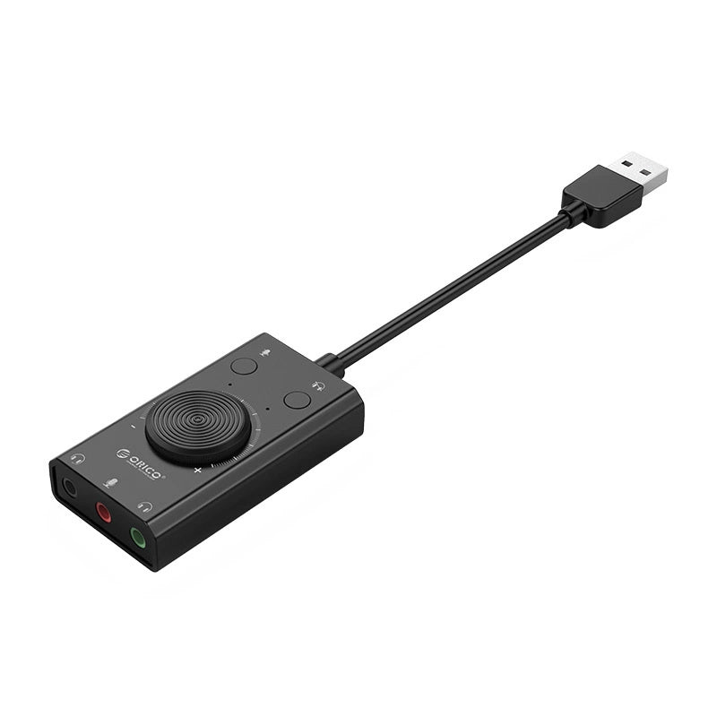 Orico SC2 USB-lydkort, 3 x 3,5 mm jack, svart