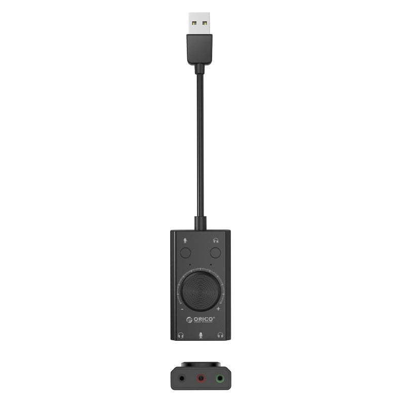 Orico SC2 USB-lydkort, 3 x 3,5 mm jack, svart