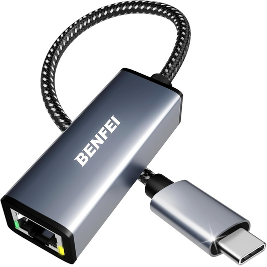 Benfei Nettverkskort, RJ45, USB-C, Grå