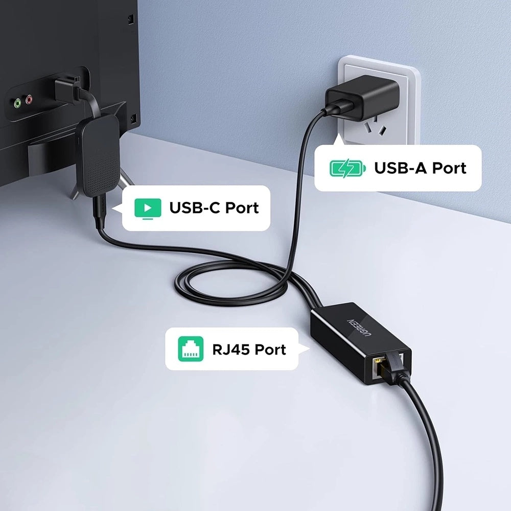 UGREEN CR110 (75535) nettverkskort, RJ45, USB / USB-C, Svart