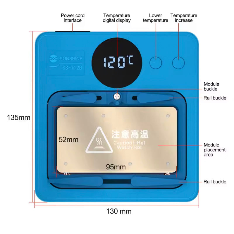PCB-varmeplate Sunshine SS-T12B for Apple iPhone / Android-serien