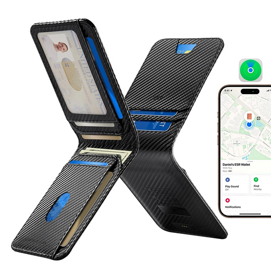 ESR Classic Geo Carbon lommebok med Find My-funksjon og RFID-beskyttelse, svart, forseglet