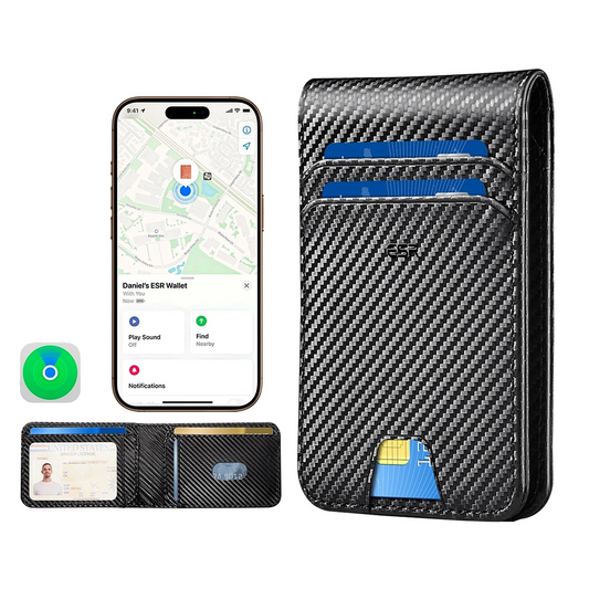 ESR Classic Geo Carbon lommebok med Find My-funksjon og RFID-beskyttelse, svart, forseglet
