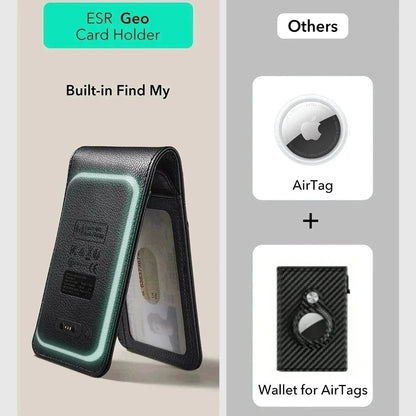 ESR Classic Geo Carbon lommebok med Find My-funksjon og RFID-beskyttelse, Svart