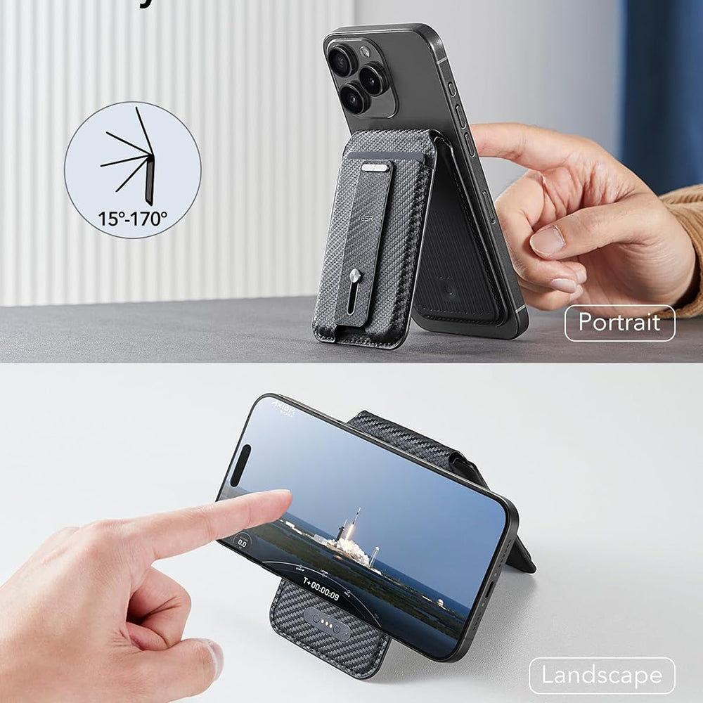 Magsafe lommebok, ESR, Findy my Wallet Carbon, Svart