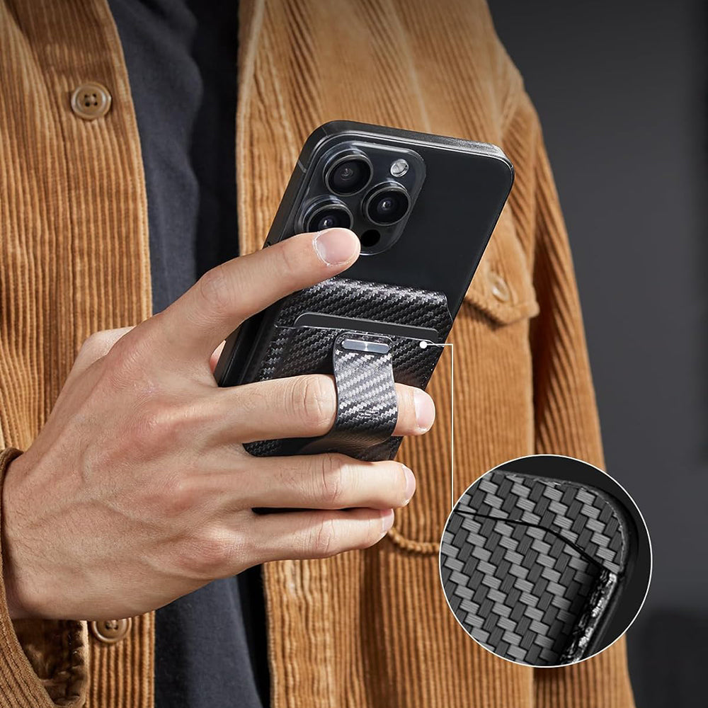 Magsafe lommebok, ESR, Findy my Wallet Carbon, Svart