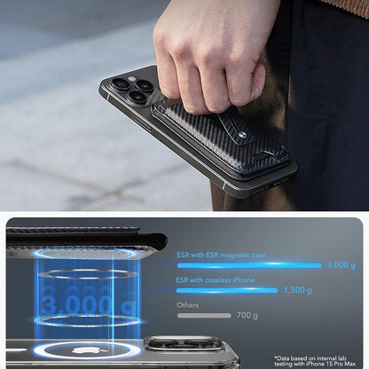 Magsafe lommebok, ESR, Findy my Wallet Carbon, Svart