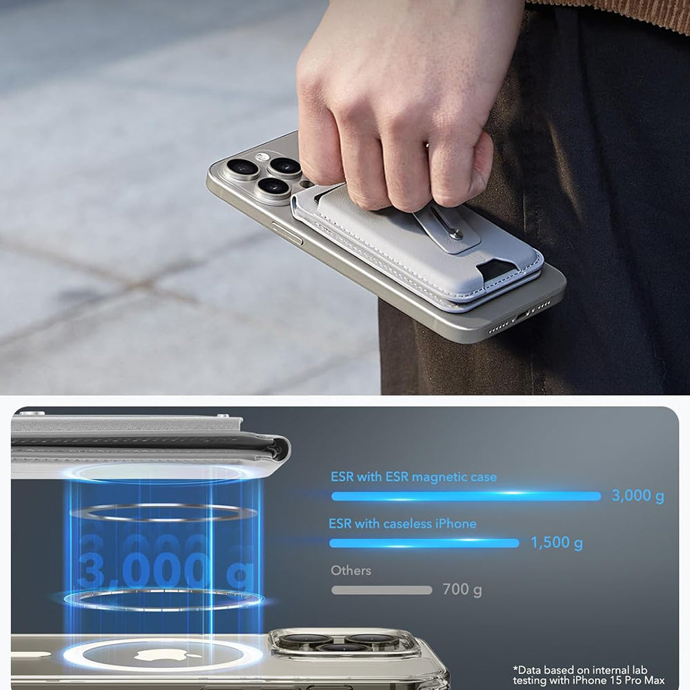 Magsafe lommebok, ESR, Find my Wallet, Grå