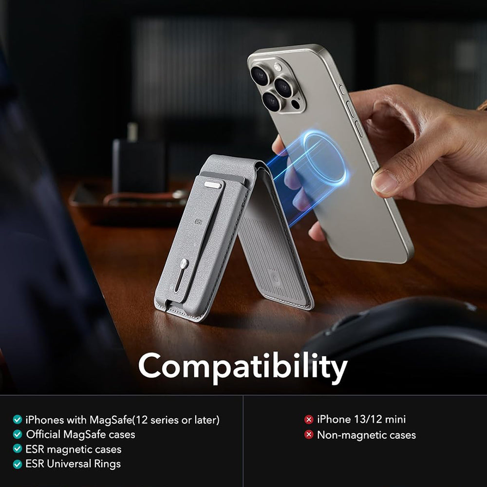 Magsafe lommebok, ESR, Find my Wallet, Grå