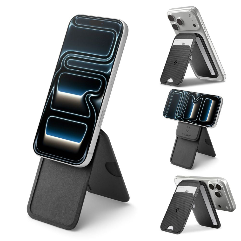 MagSafe lommebok, Spigen, Slim Fold Tripod S314-2, Svart