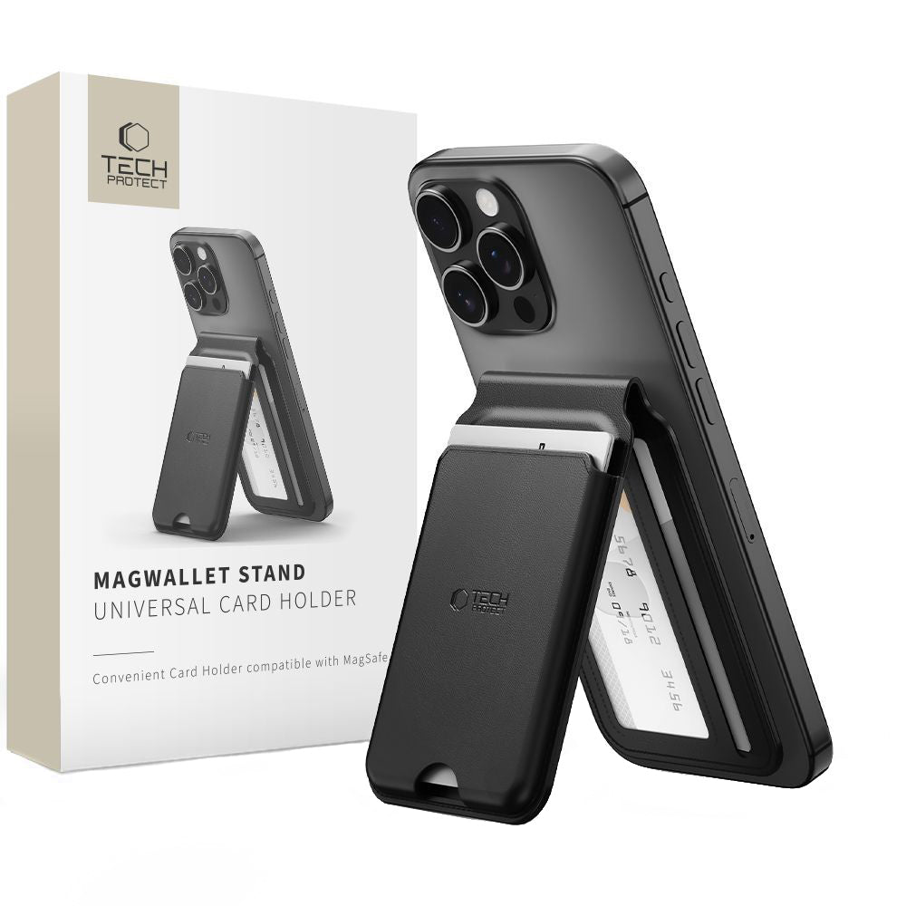 MagSafe lommebok, Tech-Protect, Magwallet Stand, Svart