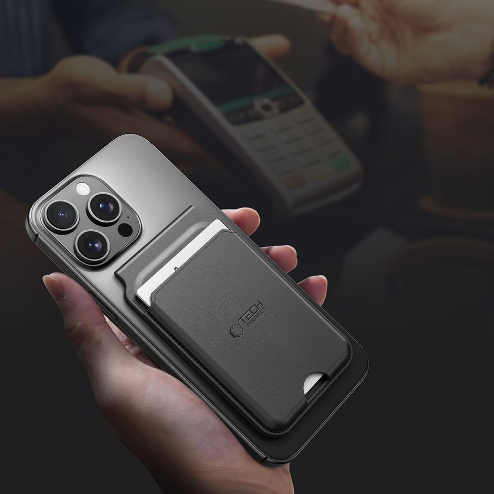 MagSafe lommebok, Tech-Protect, Magwallet Stand, Svart