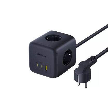 Baseus EnerFill FA11 forlenger, 67W, 3.35A, 1 x USB-A - 2 x USB-C - 3 x Schuko, Svart E00082100123-00